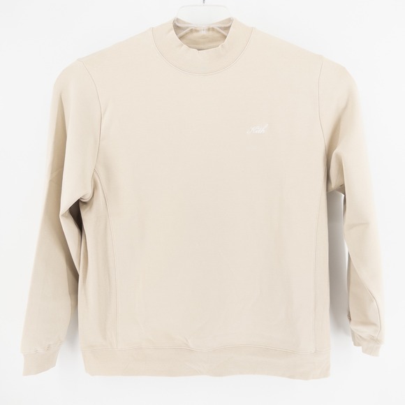 Kith Mens XL Crystal Wash Interlock Vintage Crewneck Ivory Script Logo Chest - Picture 2 of 8